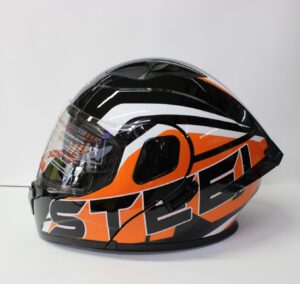 Casco steel abatible Naranja diseño (mica transparente) 2X1500