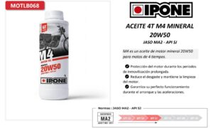 Aceite IPONE 4T M4 mineral 20W50