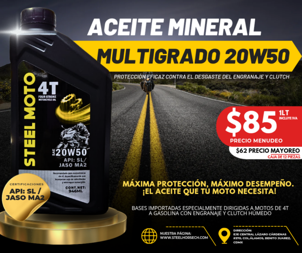 Aceite Mineral Multigrado 20W50