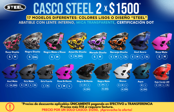 ¡Promoción de cascos! Cascos steel abatibles 2 X $1500
