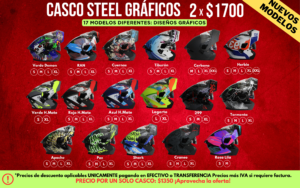 Promoción Cascos steel modelos gráficos 2 X 1700