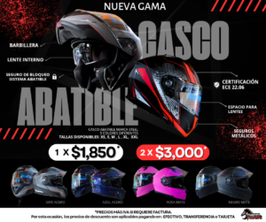¡Cascos ECE 22.06 abatible 2X$3000!